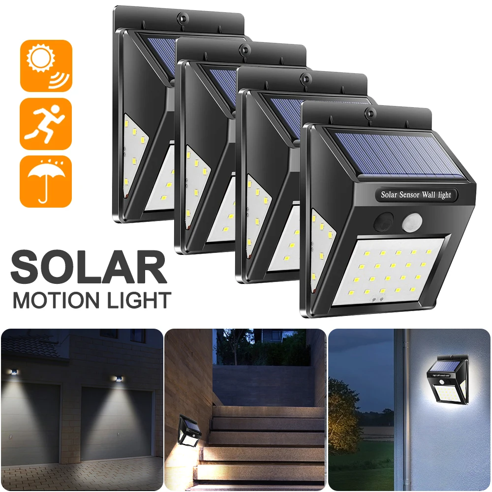 

JUNEJOUR 30/40 LED Solar Power Lamp PIR Motion Sensor Wall Light Outdoor Waterproof Energy Saving Garden Security Lamp 1/2/4pcs
