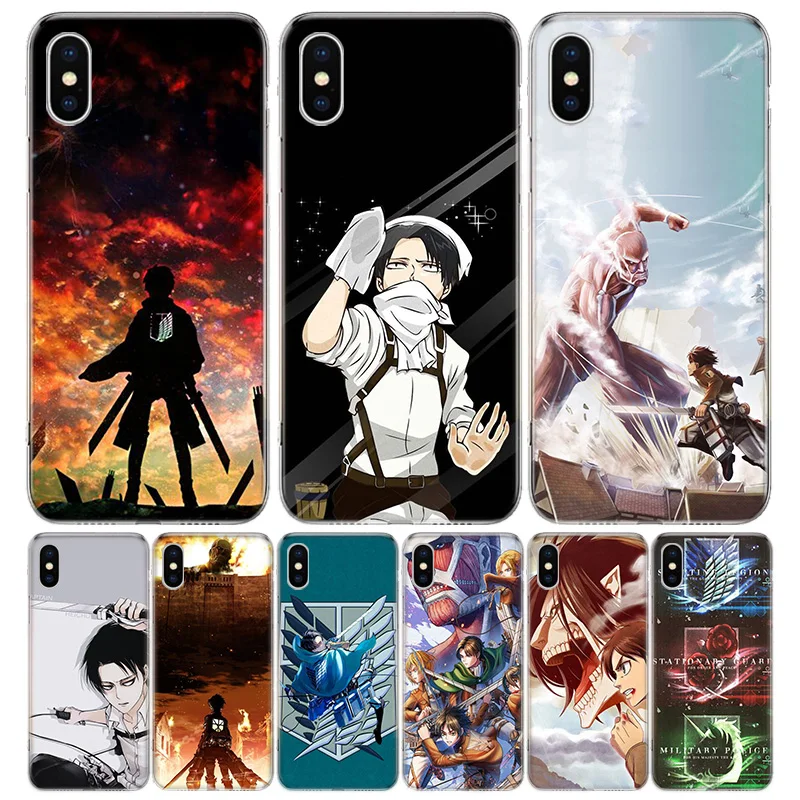 Shingeki No Kyojin чехол для телефона с аниме Iphone 11 12 Mini Pro 7 6X8 6S Plus XS MAX + XR 5S SE 10 9 Art TPU Coque Capa