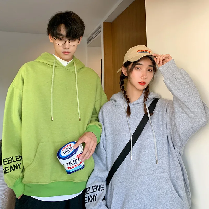 

Autumn New Hoodies Men Fashion Solid Color Letter Printing Casual Hooded Pullover Man Streetwear Hip Hop Loose Sweatshirt S-2XL