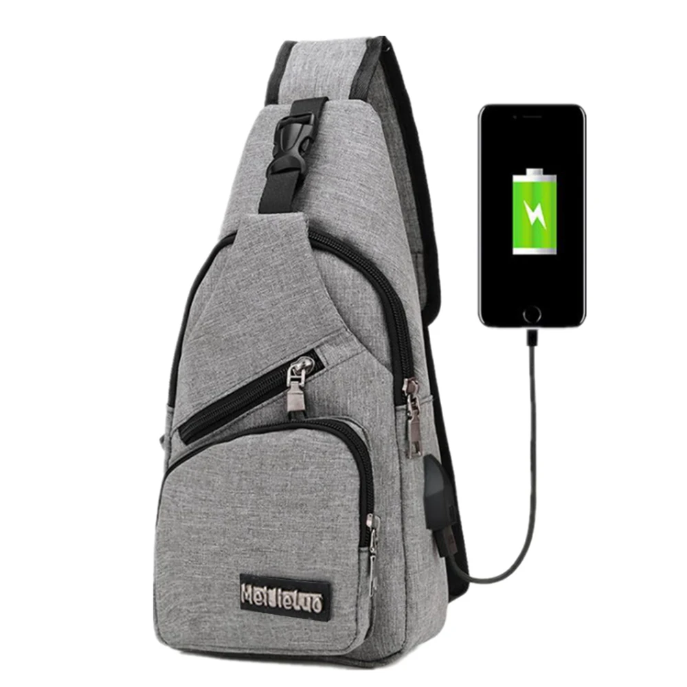 

New Outdoor Shoulder Bags Crossbody Bag for Men USB Charging Anti Theft Chest Bags Canvas School Backpack Satchel Waist Pack