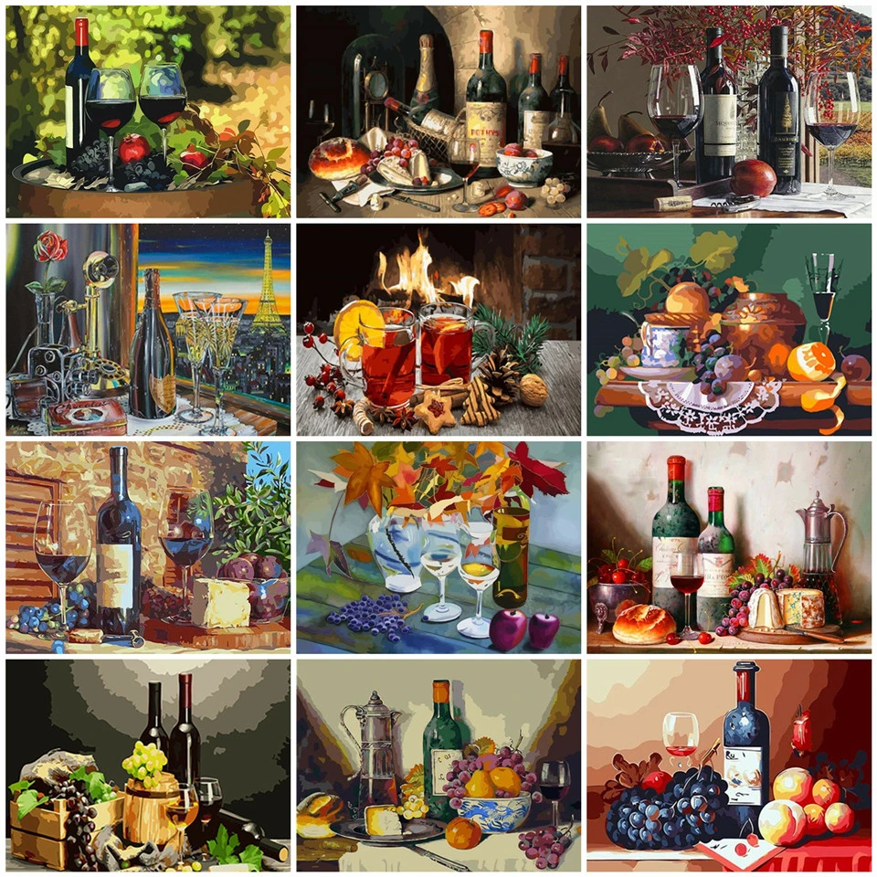 Acrylic Numbers Diy Oil Painting Painting Numbers Wine Wine