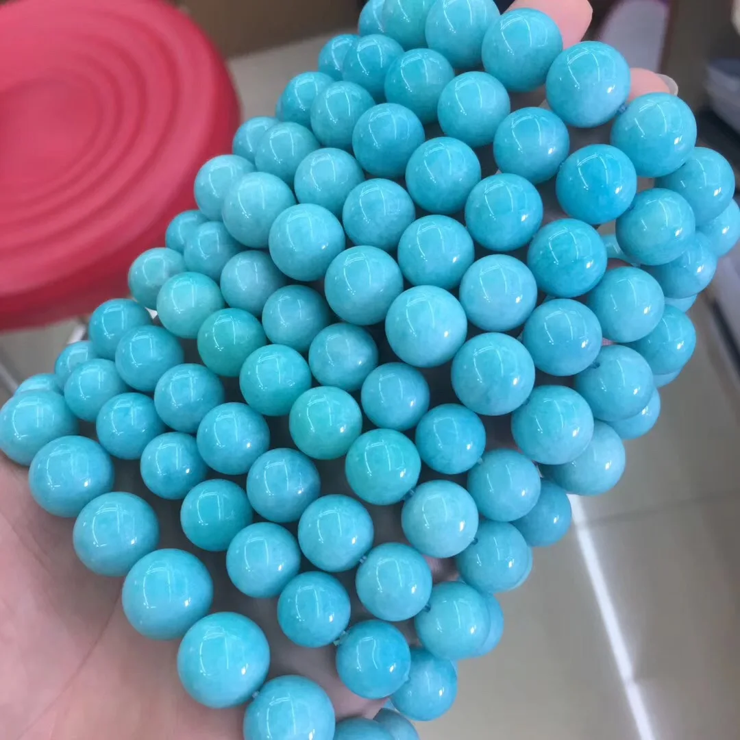 

Natural Russia Amazonston round Beads Single Loop Bracelets Condition Beautiful Overall Clean ke tang
