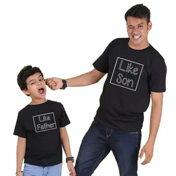 

Matching T-Shirt Dad & Baby Boys Casual Short Sleeve O-neck Letter Like Son Like Father Print Family Clothes Dad Kids Cute Top