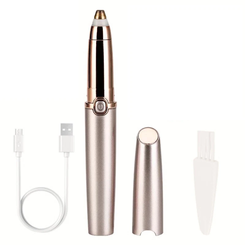 Rose-gold Электрический триммер для бровей Brainbow с USB зарядкой, для макияжа, безболезненный эпилятор для бровей, мини бритва, бритвы, инструменты для удаления волос на лице - Цвет: Rose-gold