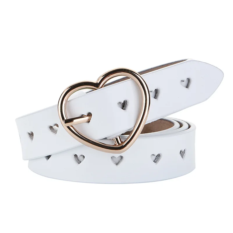 

luxury brand fashion new ladies leather belt fashion pin buckle belt simple wild love hollow decorative off white belt thin belt