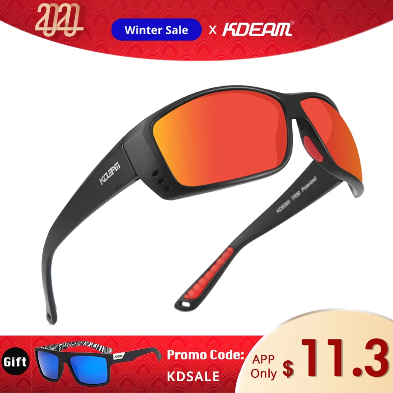 

KDEAM Lightweight yet Durable TR90 Sunglasses Men Polarized and 100% UV Protection Sports Sun Glasses Three-hole Venting System