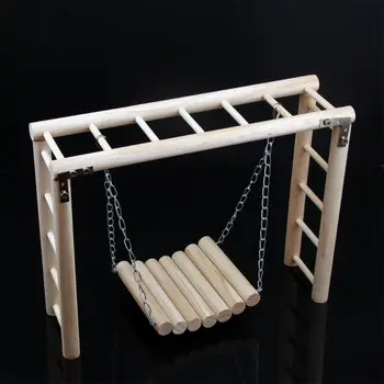 

Bird Wooden Hanging Swing Set Parrot Climbing Ladder Cage Playground Chew Toys 27RE
