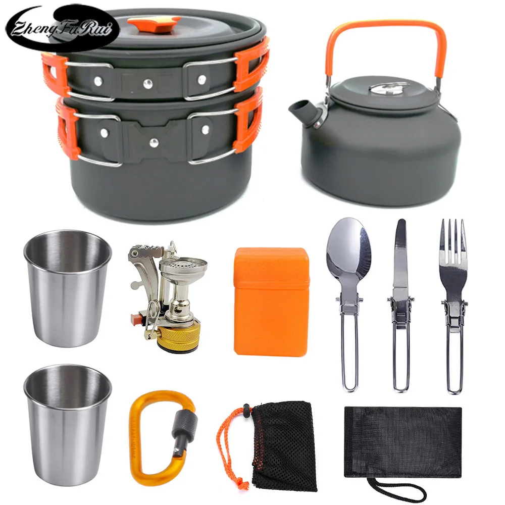 야외 보일러 헤드 찻주전자 세트, 컵 조합 휴대용 캠핑 쿠커 스토브 장비 신상Cookware Sets AliExpress