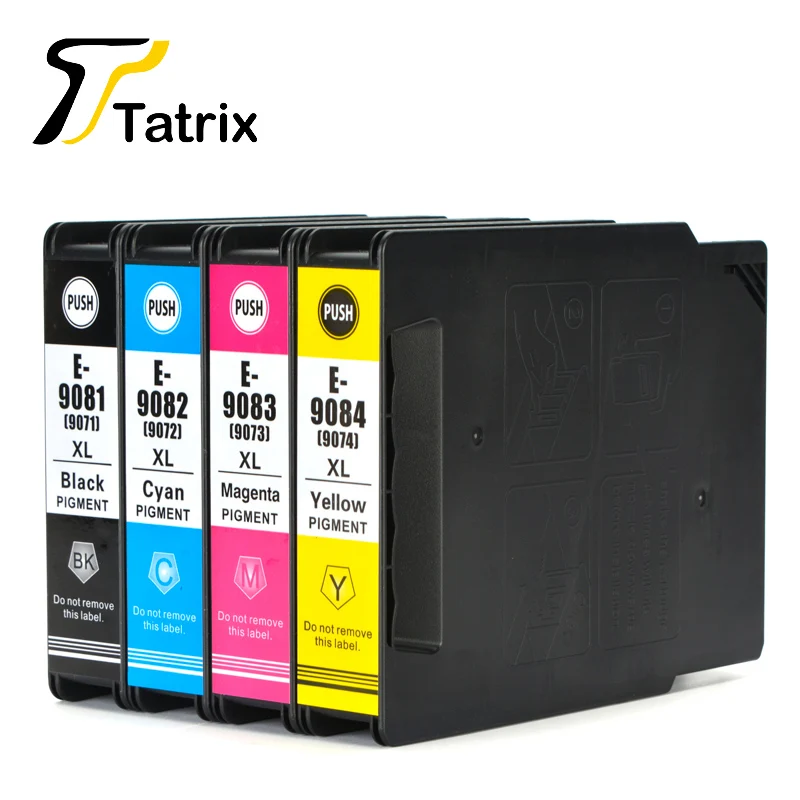 1 sets Татрикс для Epson T9081 T9082 T9083 T9084 чернильный картридж T9071 BK/C/M/Y для принтера Epson WorkForce Pro WF-6090DW 6590DWF - Цвет: 1 sets