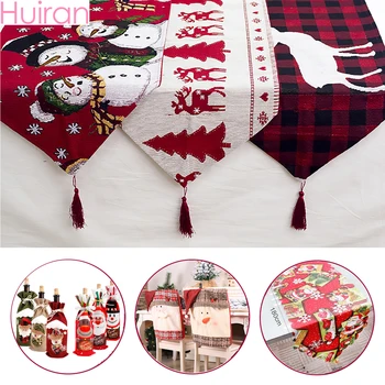

Linen Christmas Elk Snowman Table Flag Happy Christmas Decorations for Family Christmas Ornaments New Year Christmas Ornament