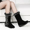 New Winter Women Boots Casual Warm Fur Mid-Calf Boots shoes Women Slip-On Round Toe wedges Snow Boots shoes Muje Plus size 42 ► Photo 3/6