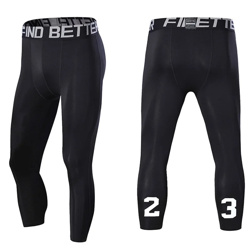 number:23 Men&rsquo;s 3/4 Compression Pants Dry Cool Sports Baselayer Running Workout Active Tights Leggings Compression Sportswear