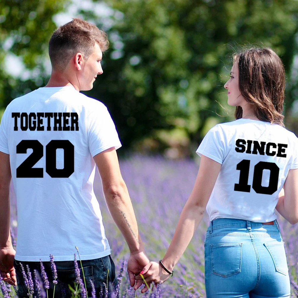 Together Since 2010 Letter 10th Anniversary Couple T Shirt Summer Casual Short Sleeve Tee Clothes Lover Valentines Gift | Женская одежда