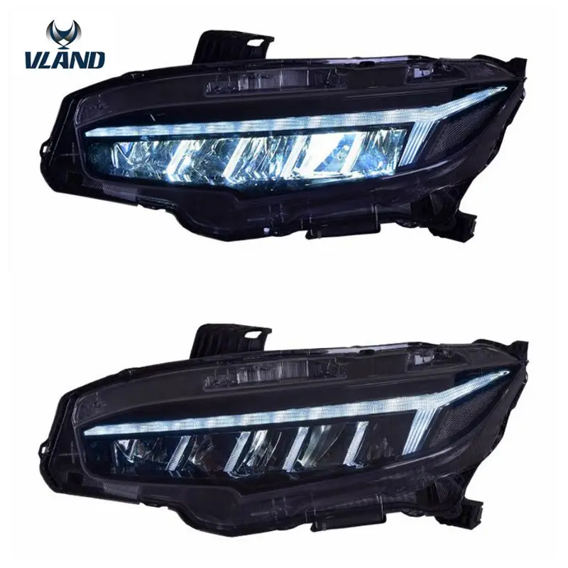 

Vland factory for car headlight for Civic LED head lamp 2016 2017 2018 2019 with moving signal+LED DRL