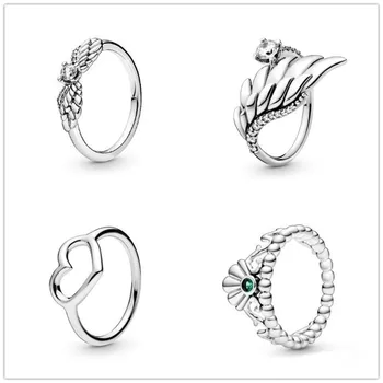 

925 Sterling Silver Ring Sparkling Angel Wings Ring For Women Wedding Party Gift Fashion Jewelry