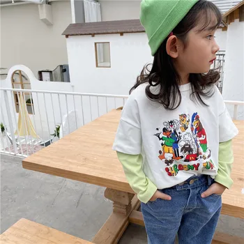 

2020 new girls boys patchwork t-shirt spring fashion cotton kids girls top 2-7t