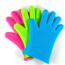Прихватка-перчатки для барбекю 1 пара перчатки с пятью пальцами анти-обжигание теплоизоляция пищевого качества инструменты для барбекю термостойкий силикон
