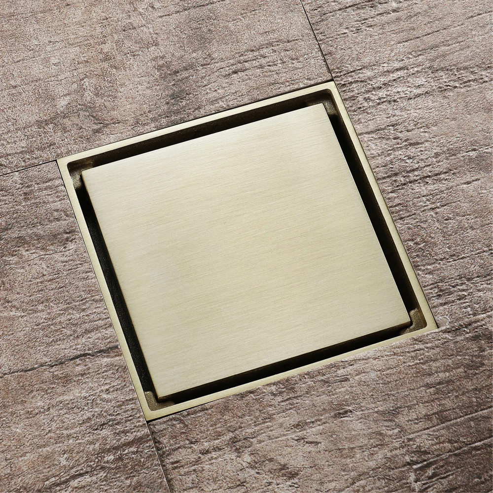 Brushed Gold 004-5 HIDEEP 10x10 см Анти запах трап шампанское золото латунь туалет ванная комната плитка вставка Душ Стоки волос фильтр - Цвет: Brushed Gold 004-5