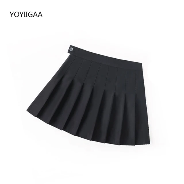 Autumn Winter Women Skirts High Waist Female Pleated Skirt Fashion Chic Girls Dance Mini Skirts Preppy Style Ladies Plaid Skirt black