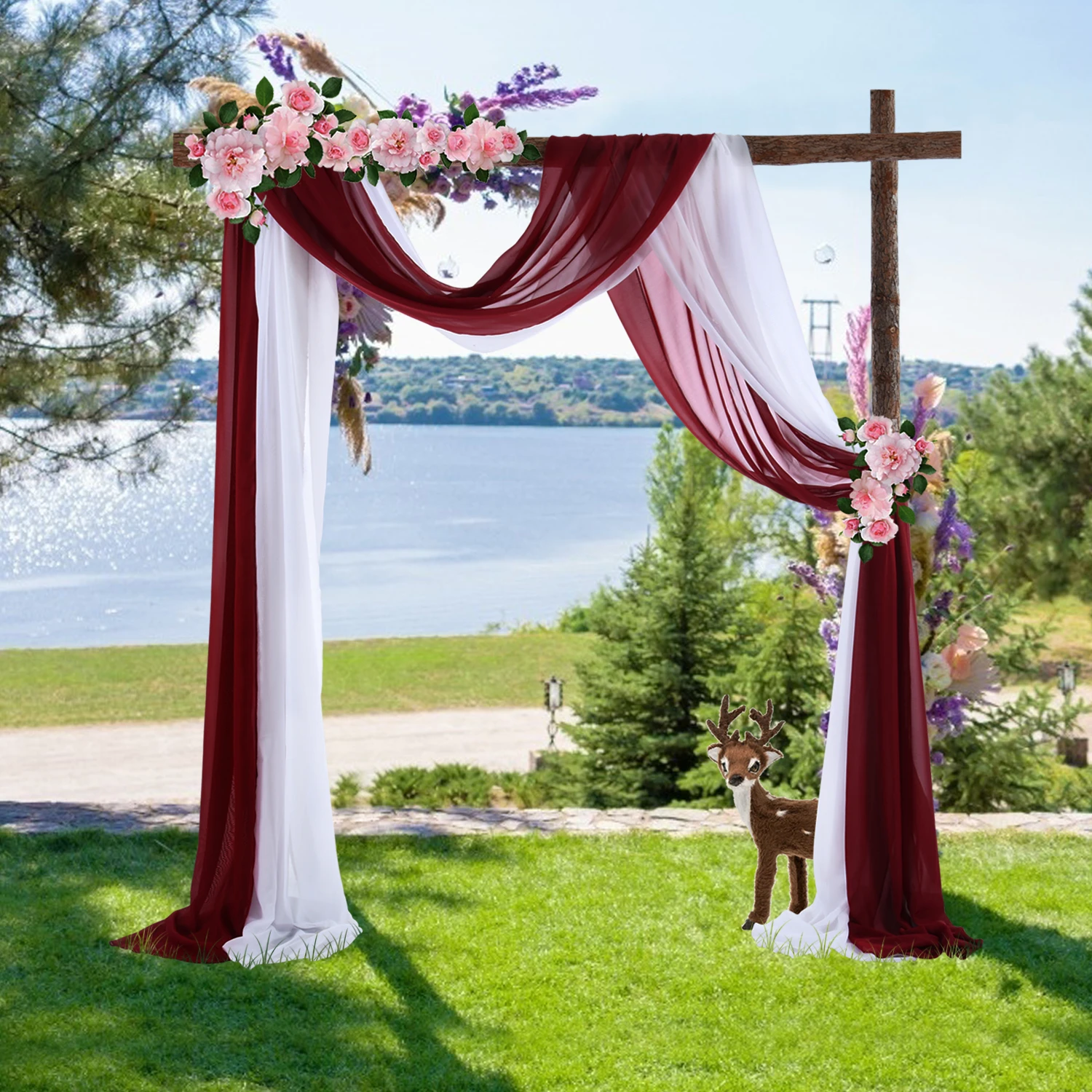 WeddingArchDrapingFabricChiffonFabricDraperyWeddingDecorationsforCeremonyArchway