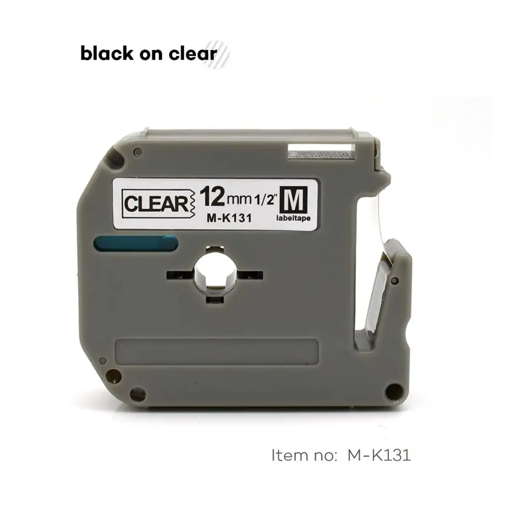 12mm MK-131 검정색 투명 라벨 테이프 M-K131 MK131 MK 131 mk131 mk-131 호환 형제 p-touch 라벨 프린터 PT-80 PT-70 용