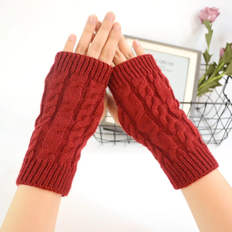 Accessories Gloves & Mittens Winter Gloves 100% cotton hand knitted ladies fingerless gloves 