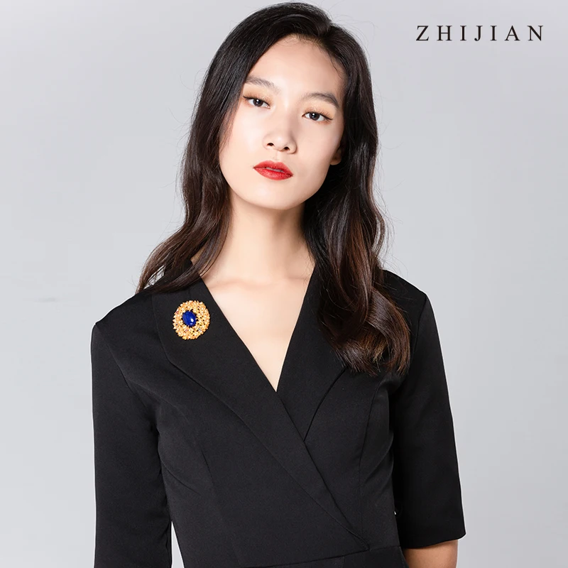 ZHIJIAN, брошь, ручная работа, букет, Лапис, 925 серебро, медь, кулон, лаконичный стиль
