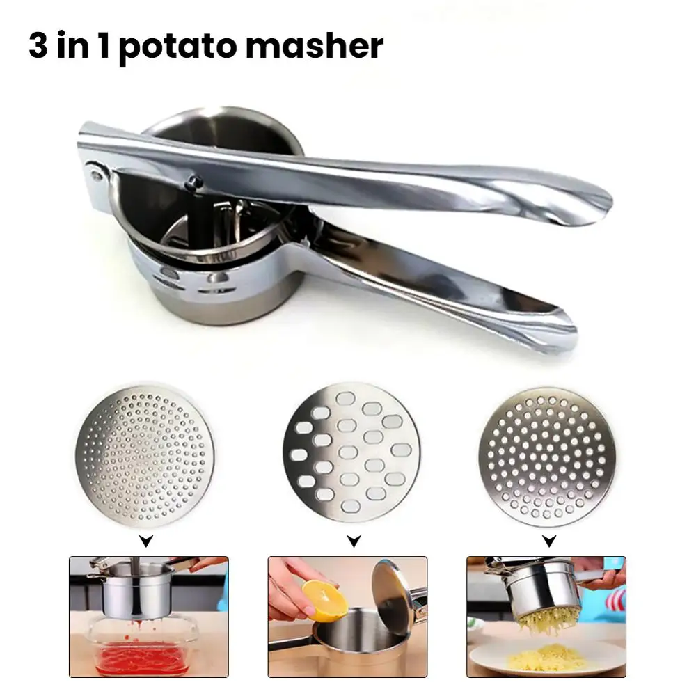 

Potato Masher Ricer Press Mashed Potatoes Stainless Steel Crushing Potatoes Puree Fruit Vegetable Juicer Press Maker Tool