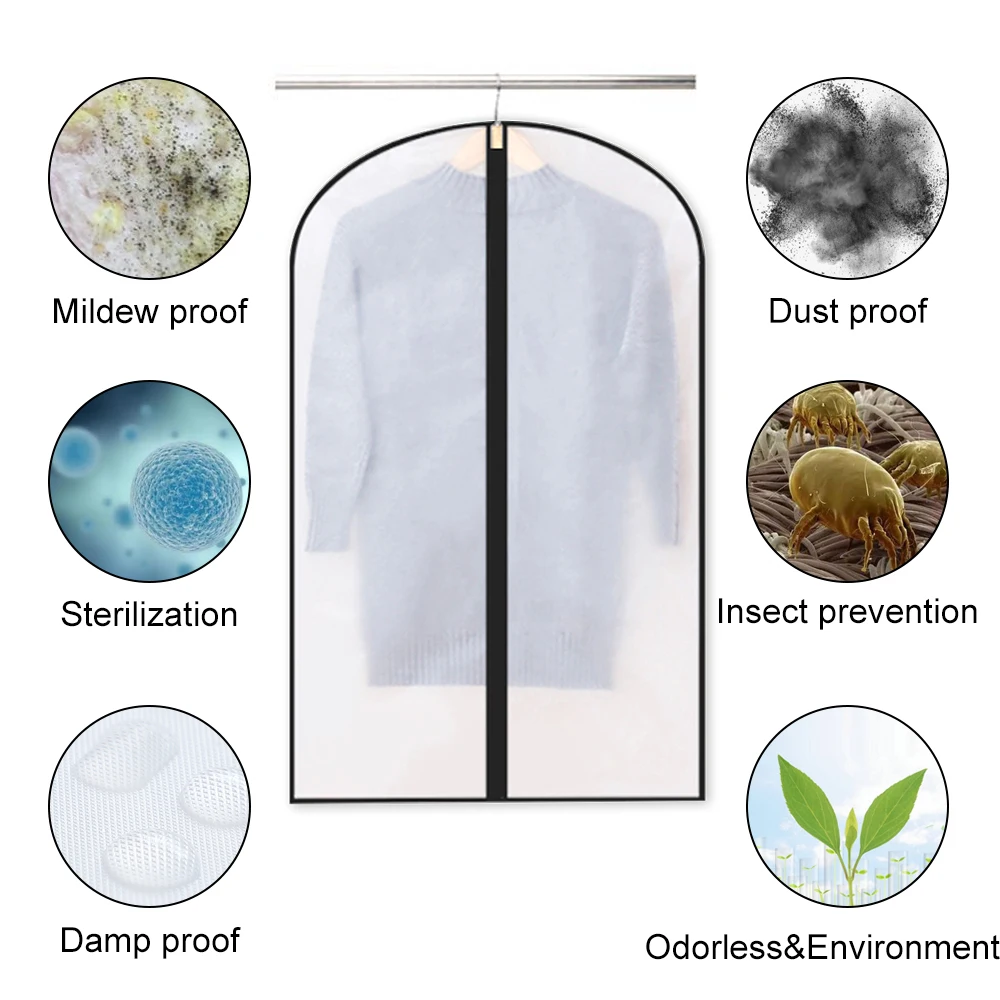 6 шт. водонепроницаемый чехол для одежды для защиты от пыли сумка для хранения с молнией для одежды костюм платье пальто Защитный Чехол Органайзер