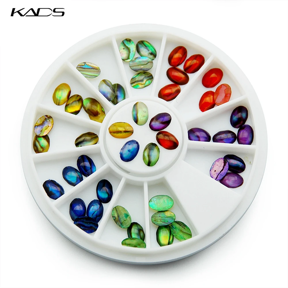 

KADS 48pcs/set 6 Colors Oval Shape Abalone Natural Shell Unique 3D DIY Design Handcrafts Salon Acrylic UV Gel Tip Decor Manicure