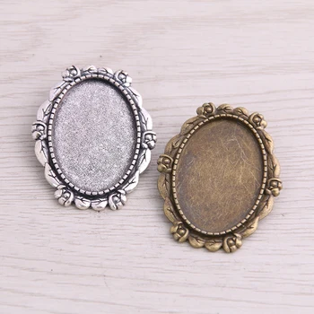 

Sweet Bell wholesale Two Color Metal Alloy 30*38mm (Fit 20*30mm Dia) flower Brooch oval Cabochon Brooch 10pcs/lot 8C1328