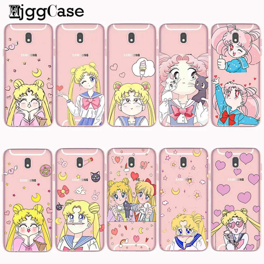 Милый мягкий чехол из ТПУ для телефона Kawaii Sailor Moon Samsung Galaxy J3 J5 J7 2017 J8 J4 J6 Plus 2018