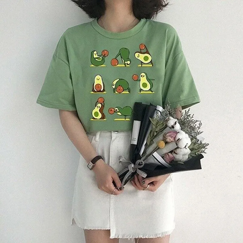 New Avocado Shirt Vegan T Shirt Women Harajuku Kawaii Short Sleeve T-shirt Vogue 90s Korean Style Tshirt Fashion Top Tees Female