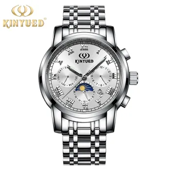 

KINYUED Men's Watches Top Brand Luxury Business Automatic Mechanical Watches Moon Phase Tourbillon Waterproof Clock Erkek Saati