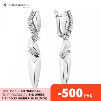

Earrings long AQUAMARINE with cubic zirconia, silver 925