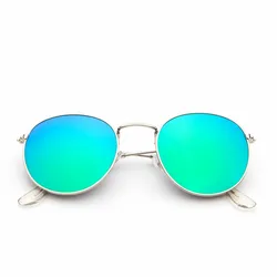 Vintage Oval Sunglasses for Women - Classic Round Mirror with Metal Frame, UV400 Protection (No Box)