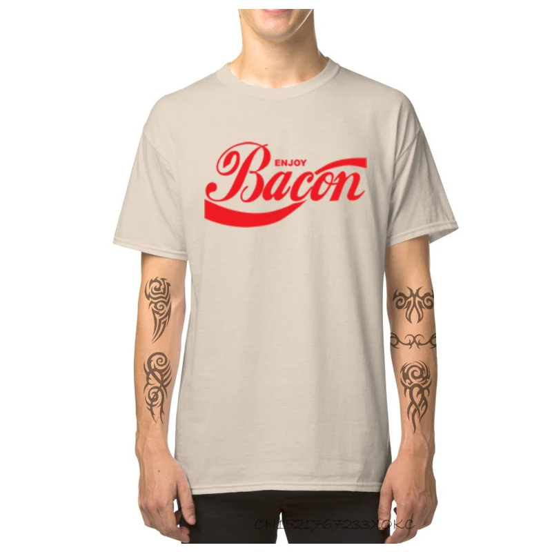 Casual Enjoy Bacon-1137 T Shirt for Boys New Design Summer Fall Round Collar Pure Cotton Short Sleeve T Shirt Clothing Shirt Enjoy Bacon-1137 beige
