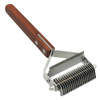 

Pet Open Knot Comb Wooden Handle Dual-Purpose Stainless Steel Comb Pet Hair Loss Comb