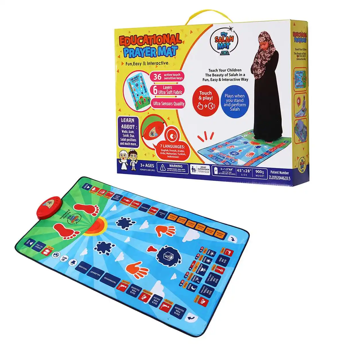 

Muslim Electronic Prayer Carpet Kids Educational Prayer Interactive Prayer Mat Muslim Prayer Rug Islamic Toy Blanket 114*73cm