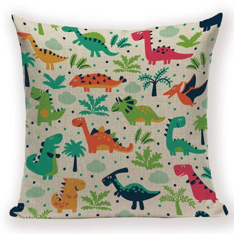 Чехлы с рисунками животных из мультфильмов, разноцветные подушки с динозаврами в джунглях для гостиной, наволочки для подушек, Декоративные Чехлы для подушек - Цвет: L1480-7