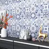 HaoHome Self Adhesive Contact Paper Backsplash Peel and Stick Wallpaper Moroccan Tile Waterproof Removable Blue Tile Wallpaper ► Photo 2/6
