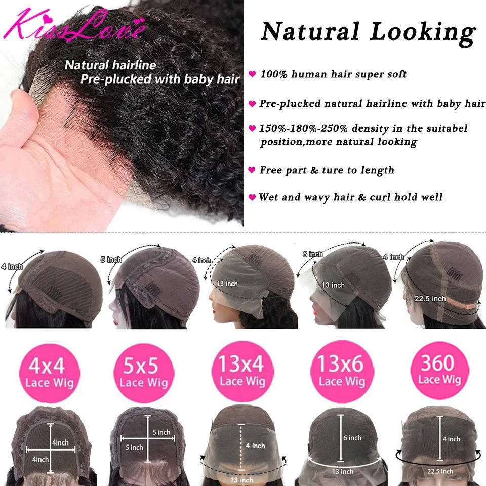 Deep Wave 13x6/13x4 Lace Front Human Hair Wigs for Black Women Preplucked 360 lace Frontal Wig Brazilian 5x5 HD Lace Closure Wig