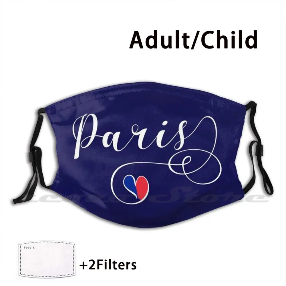 Paris Love Flag Heart Mask DIY Washable Filter Pm2.5 Mouth Trending France | Аксессуары для одежды