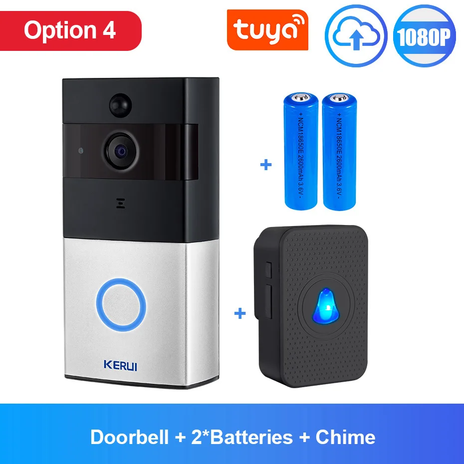 audio video intercom system KERUI Tuya 1080P Smart  Life  Tuya App Wifi Intercom Video Doorbell Wireless Security Cam  Two Way Audio Night Vision  Door Bell doorphone Door Intercom Systems