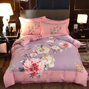 

Chinoiserie Chic Blossom Floral printed Duvet Cover set Vintage style Brushed Cotton Ultra Soft Bedding set Bed sheet Pillowcase