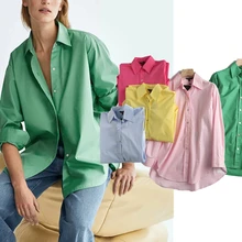 

Withered England Style Fashion Candy Color Solid Cotton Causal Blouse Women Blusas Mujer De Moda 2021 Autumn Shirt Women Tops