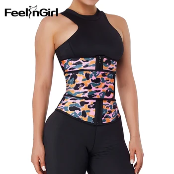 

FeelinGirl Camouflage Waist Trainer 100% Latex Corset Slimming Belt Body Shapers Tummy Control Modeling Strap Waist Cincher