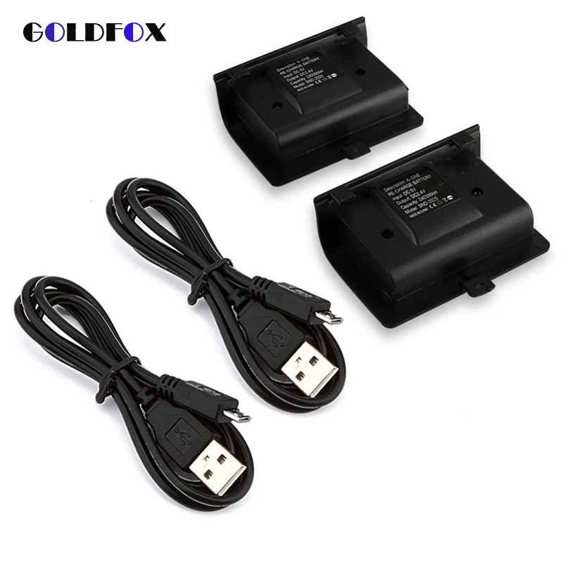 

New 2pcs 2400MAH Rechargeable Battery Pack + USB Cable For Xbox One Gamepad Controller Gamepad Backup Battery Pack