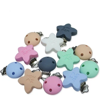 

10pc Silicone Pacifier Clip I love mom DIY Baby Teething Teether Necklace Bead Tool Nurs Gift Round Heart Accessories