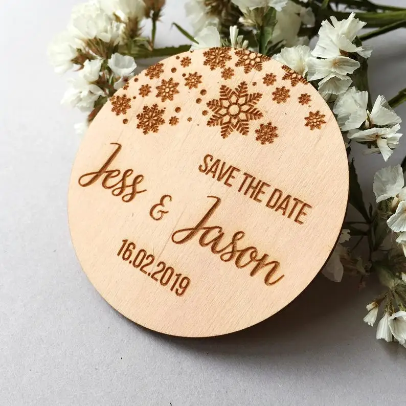  Personalize names date engraved Wooden Card save the date Wedding invitations Magnets Invitation Ca - 4.00013E+12